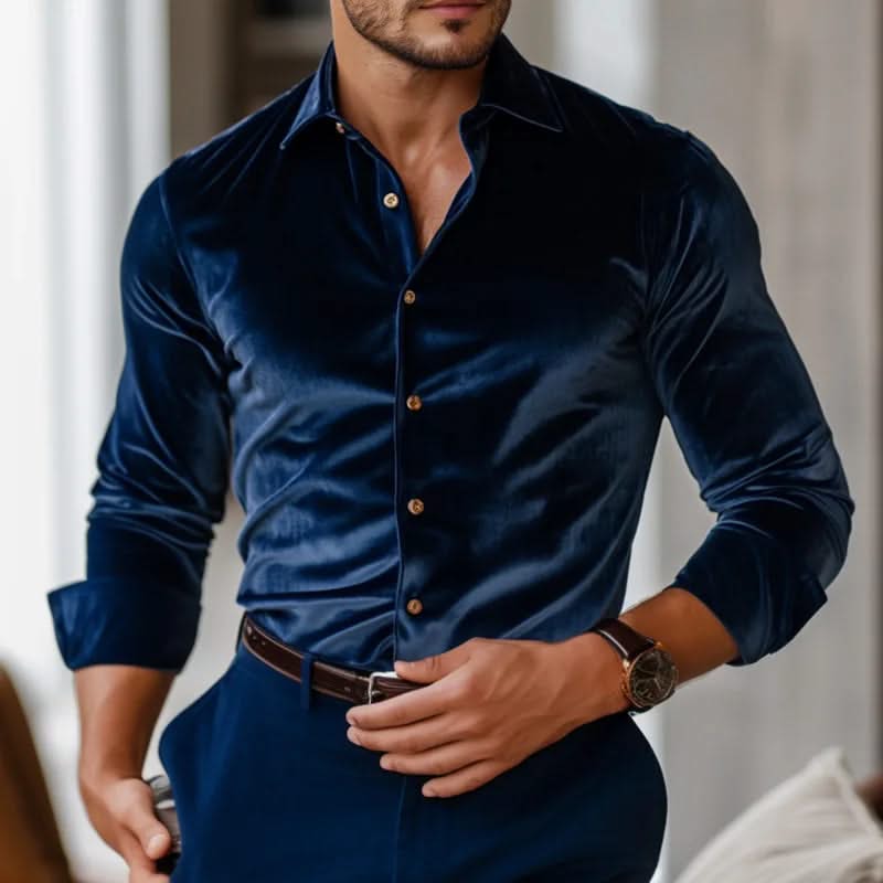 JASPER | Velvet shirt with button-up front