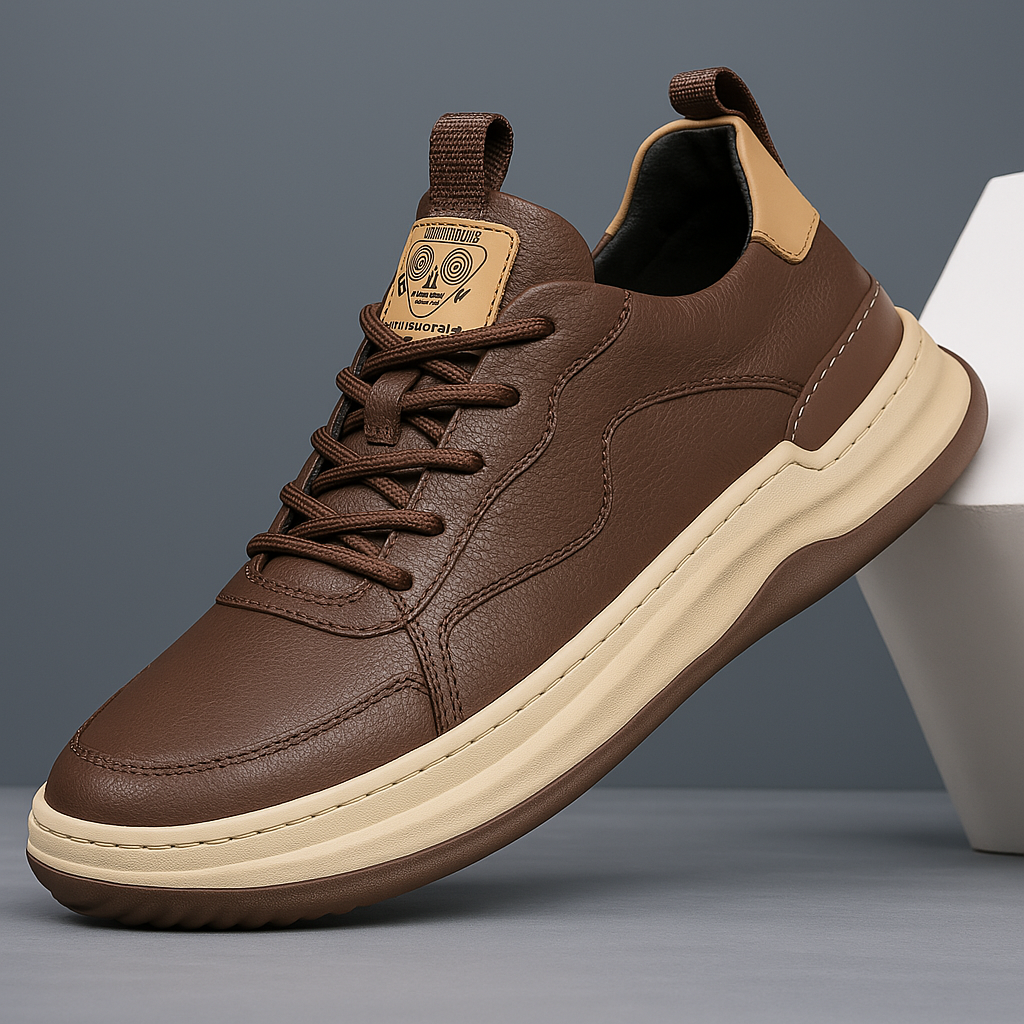 HUDSON | Leather sneaker with contoured panels