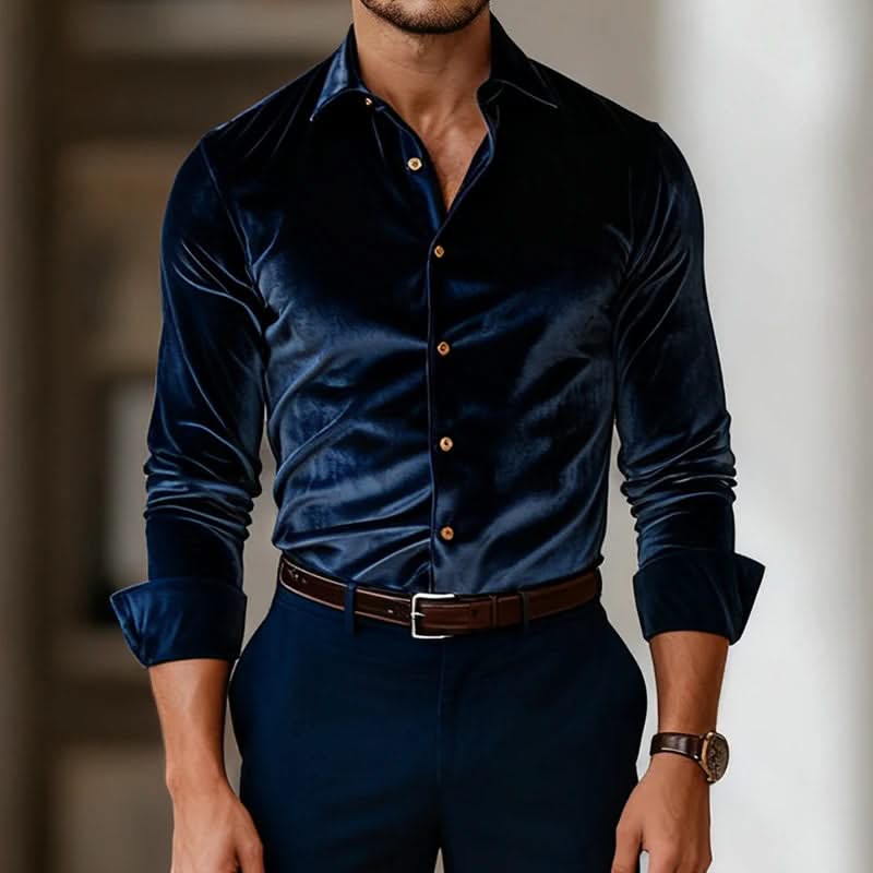 JASPER | Velvet shirt with button-up front