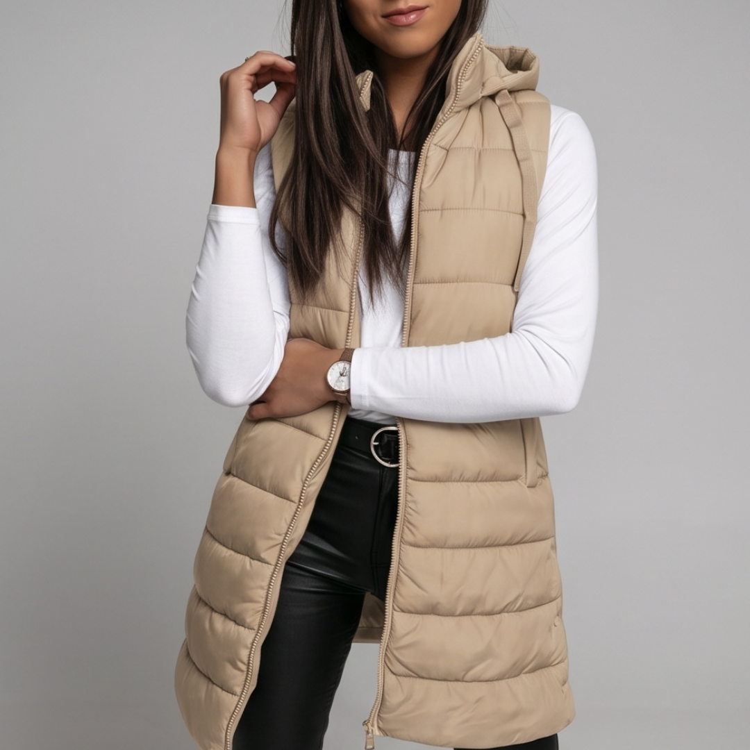 AVELINE | Longline hooded puffer vest