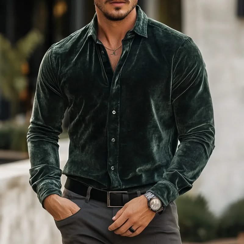 JASPER | Velvet shirt with button-up front