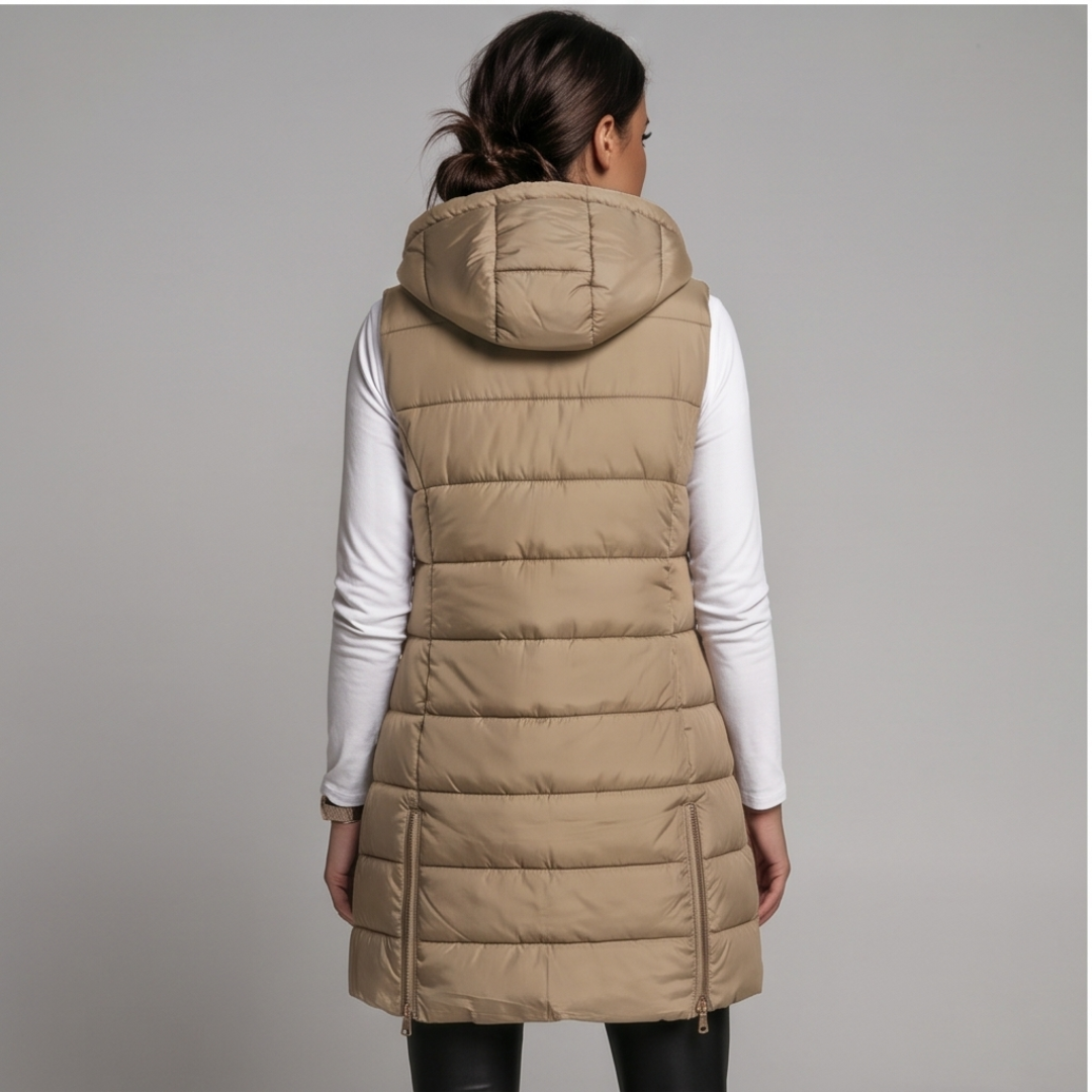 AVELINE | Longline hooded puffer vest