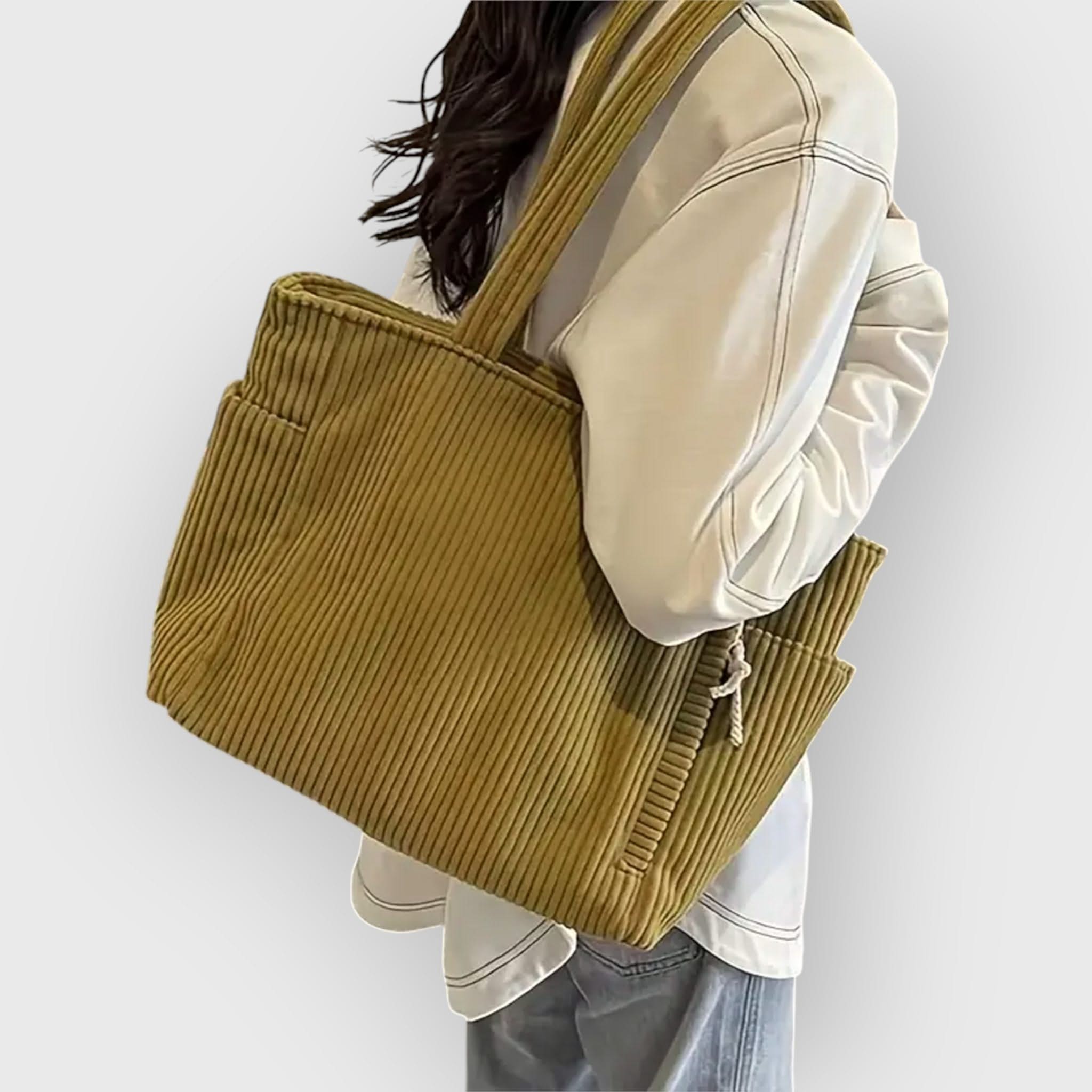 CAMILLE | Tote bag with corduroy texture