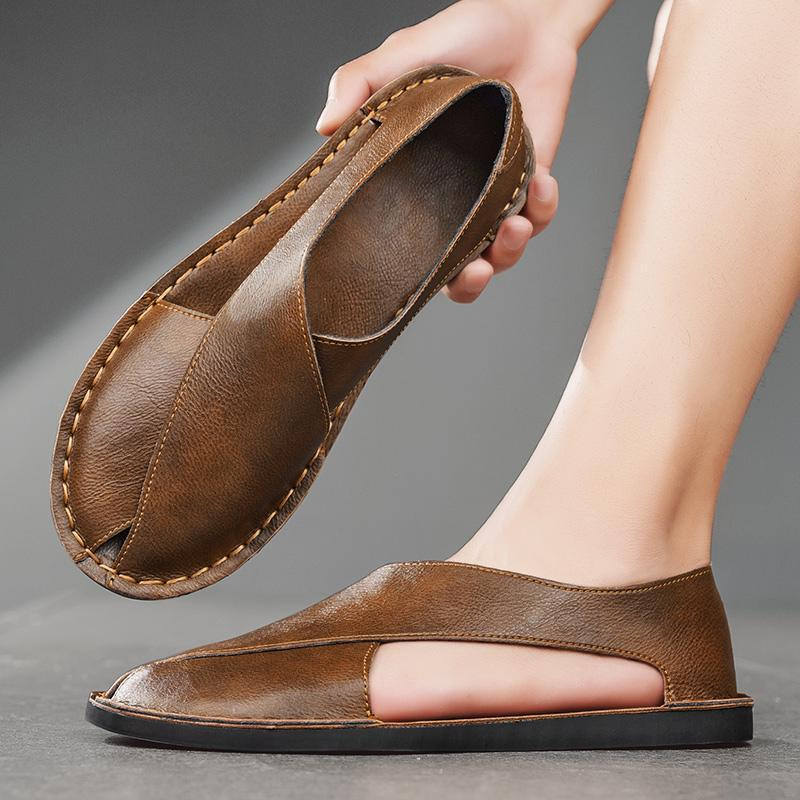 JASPER | Leather sandals with crossover wrap
