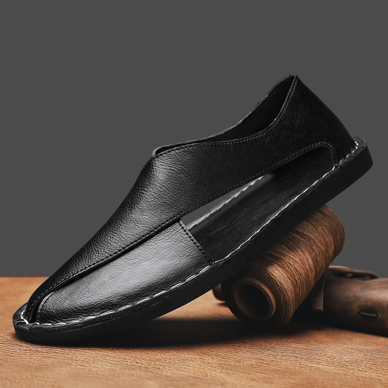 JASPER | Leather sandals with crossover wrap