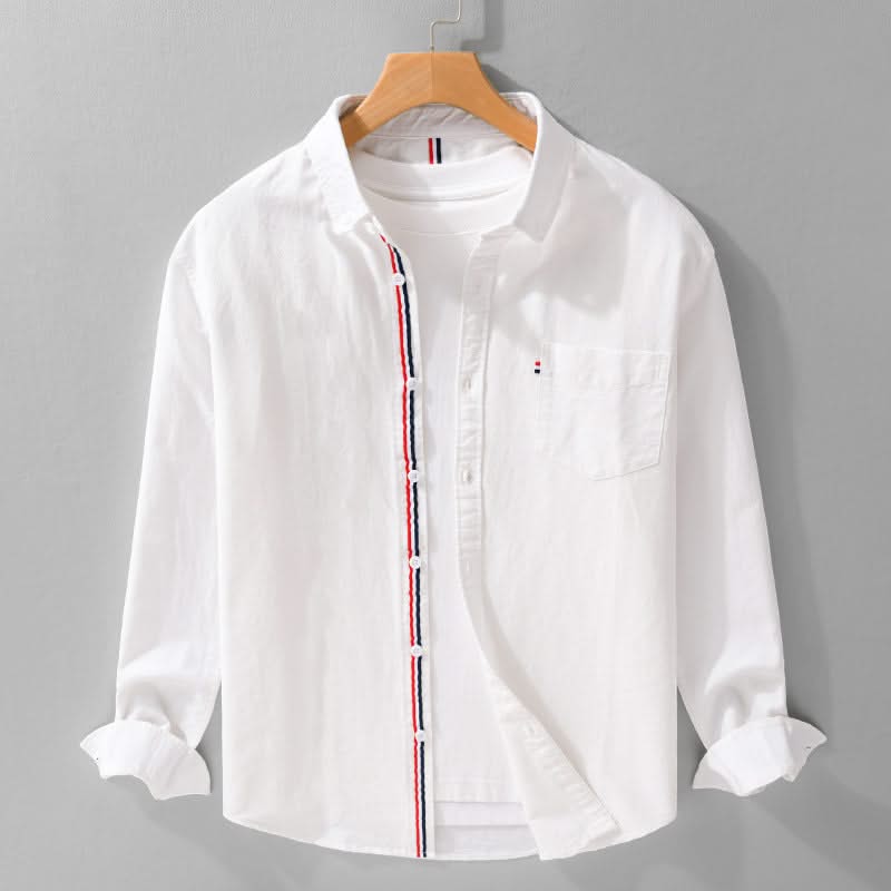 EMILIO | Linen shirt with striped placket