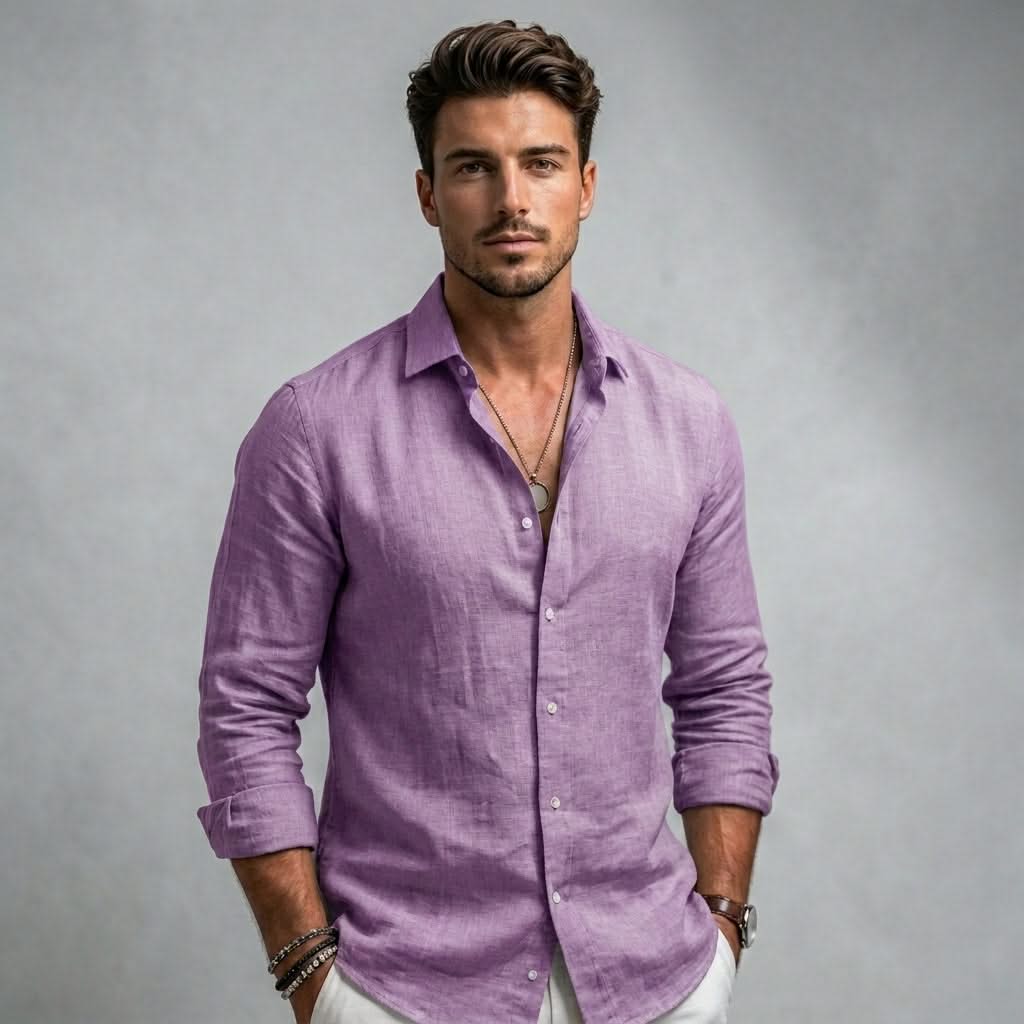 SOLARO | Shirt with linen-cotton fabric