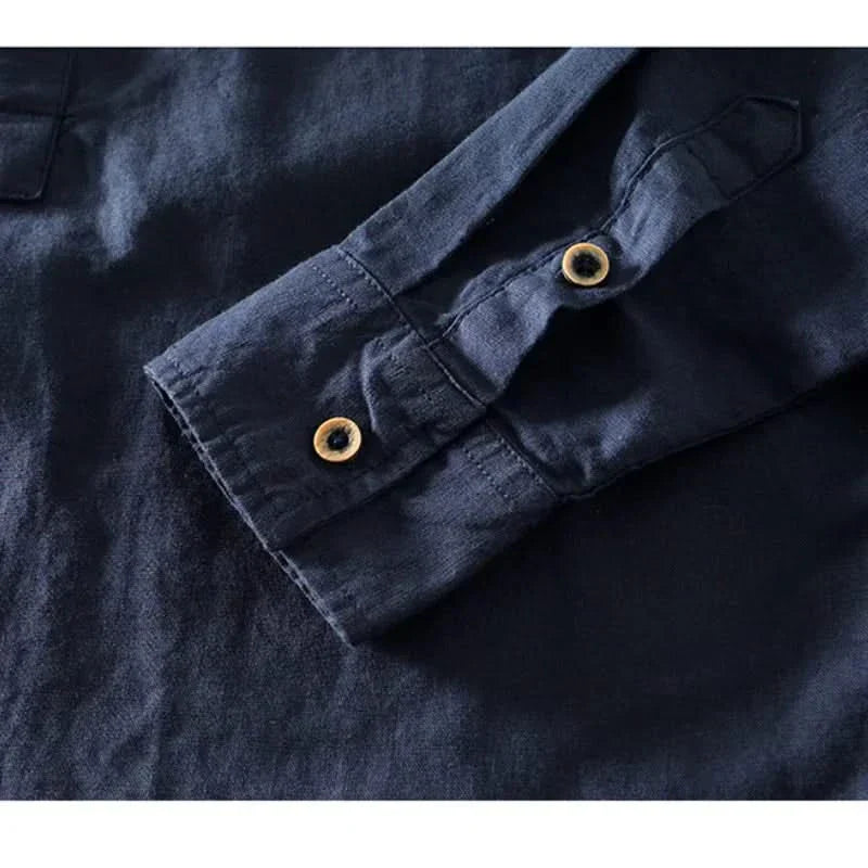 CALLUM | Linen shirt with mandarin collar