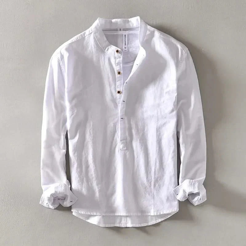 CALLUM | Linen shirt with mandarin collar