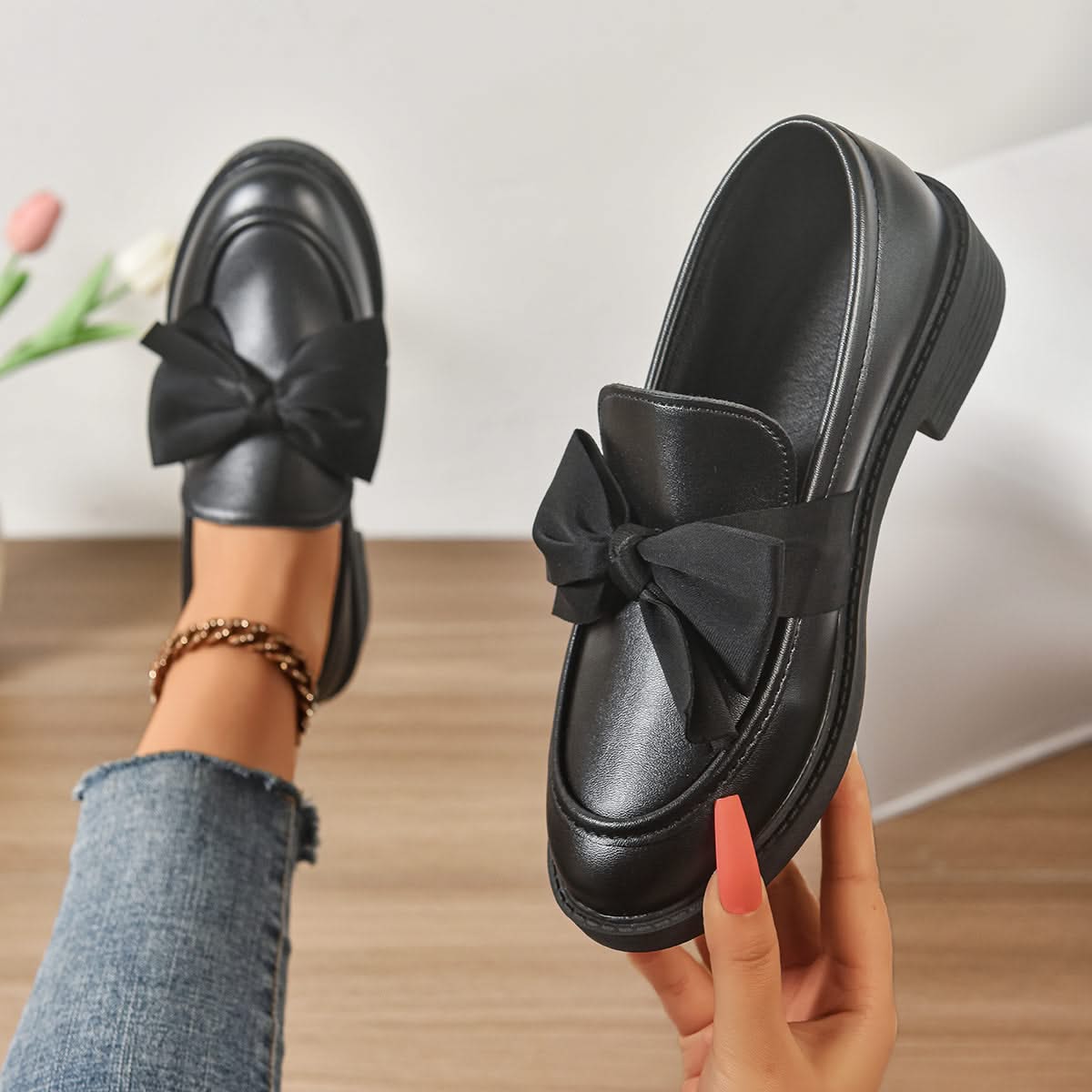 CALEYA | Slip-on loafers with bow detail