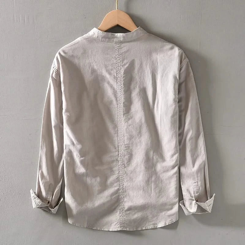 CALLUM | Linen shirt with mandarin collar