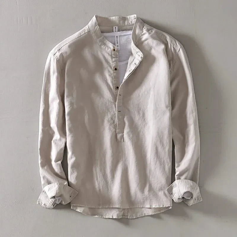 CALLUM | Linen shirt with mandarin collar
