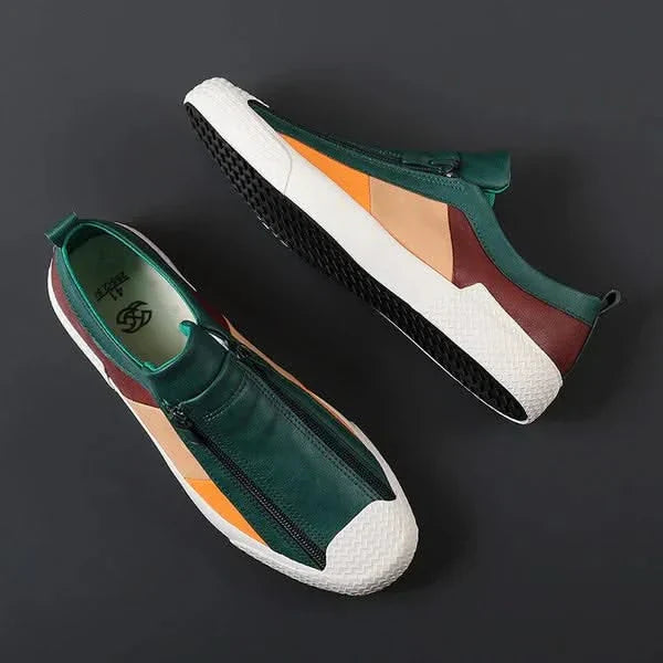 CARRADON | Leather sneakers with colour block panels