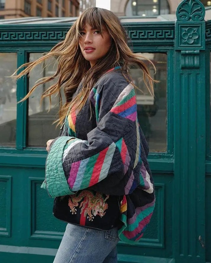 ARIA | Oversized coat with patchwork print