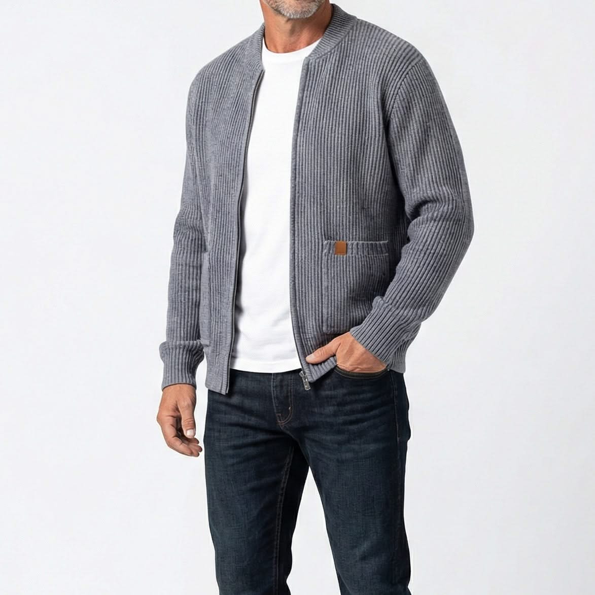 NOVA | Ribbed knit jacket with zip front