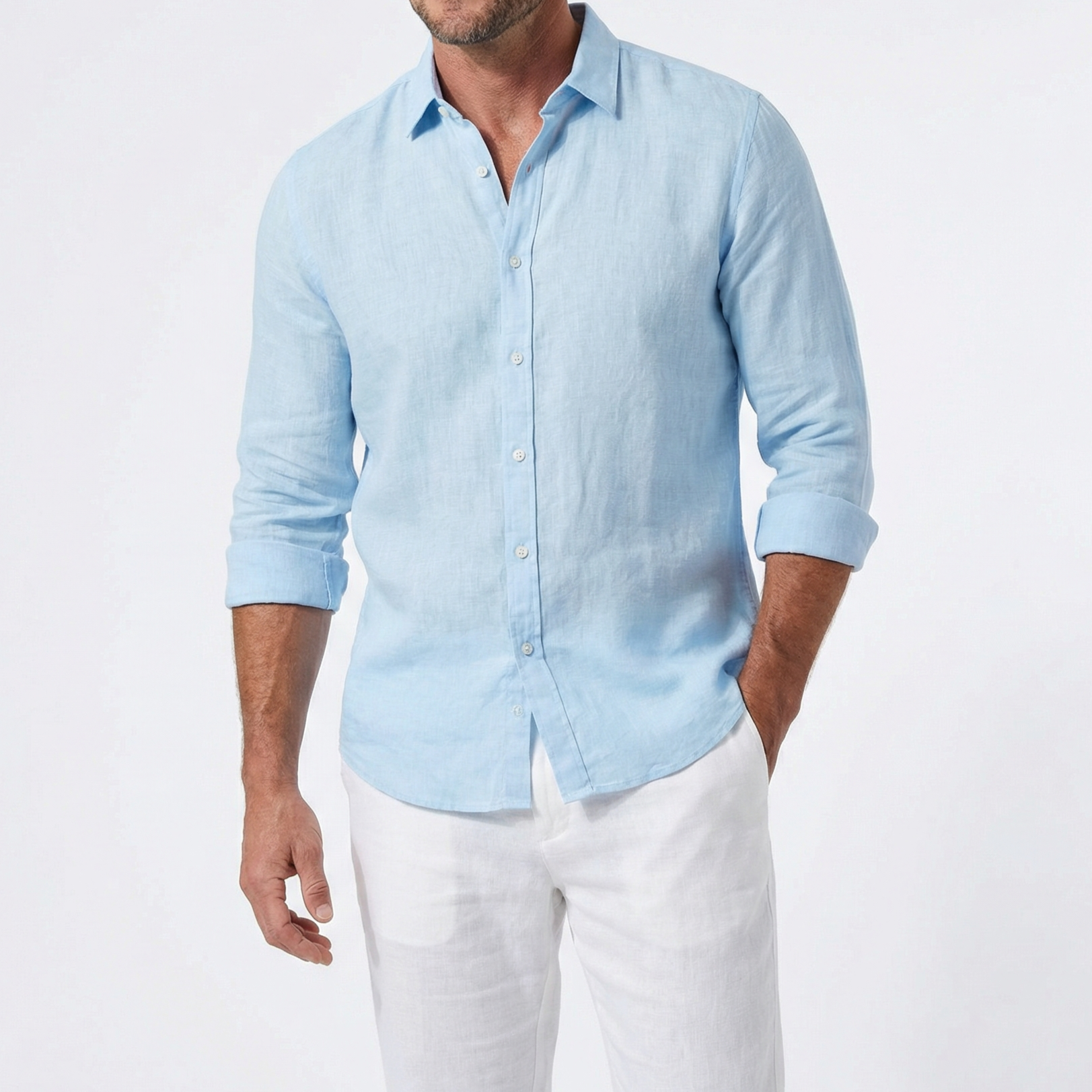 RIVIERA | Linen shirt with point collar