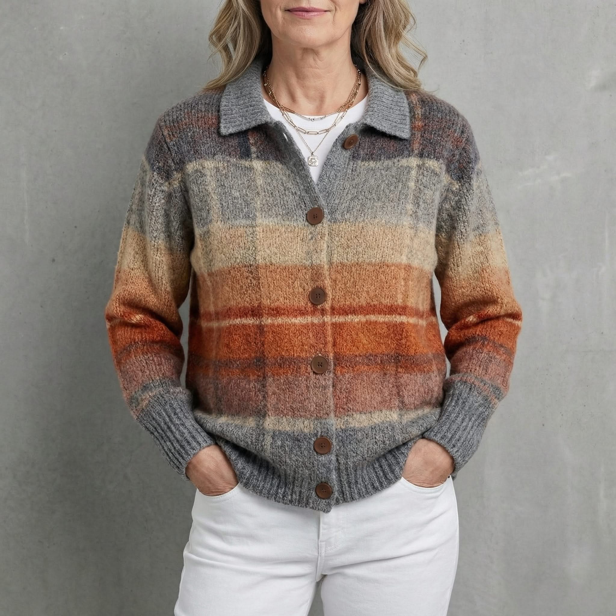 SEREN | Knit cardigan with checked pattern