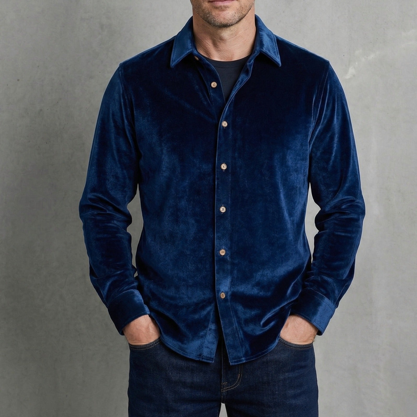 JASPER | Velvet shirt with button-up front