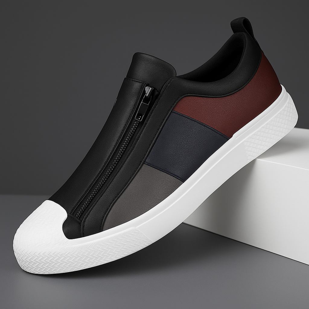CARRADON | Leather sneakers with colour block panels